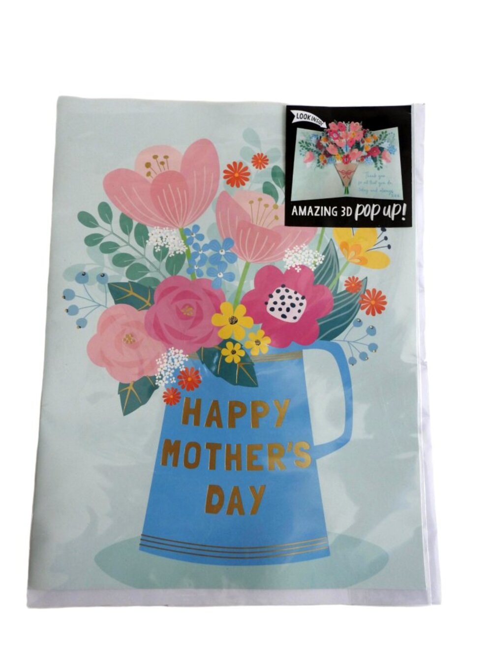 New Oversized 3D Pop Up Happy Mother's Day Card 12"X9" Floral Bouquet Envelope